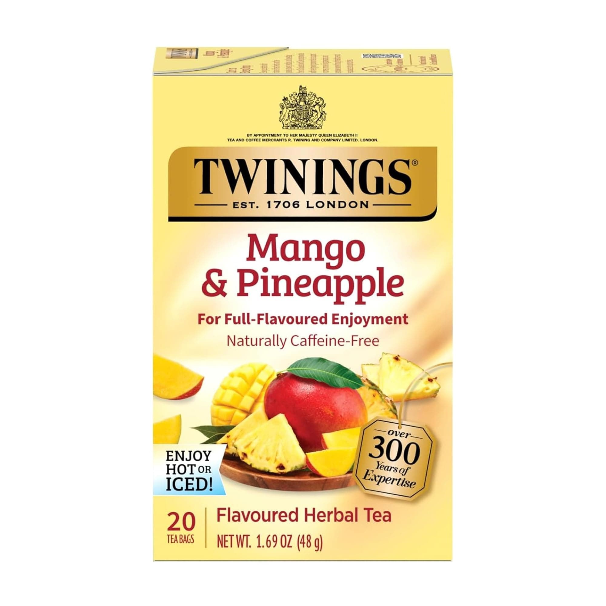 Herbal Tea, Mango & Pineapple, Caffeine-Free, 20 Tea Bags, 1.69 oz (48 g)