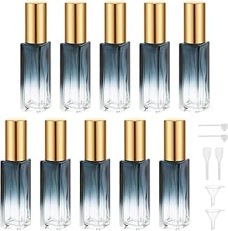 Segbeauty 10ML Perfume Bottles Empty, Set of 10 Mini Travel Refillable, Glass Spray Bottle Atomizer Portable Leak-proof Sprayer for Dispensing Fragrance Toiletries Cosmetic, Gradient Blue-gold