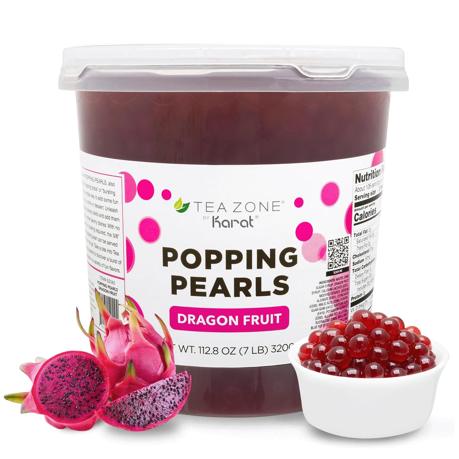 - Tea Zone [7 Pounds] Dragon Fruit Popping Pearls for Boba Tea Beverages, Sweets, Ice Cream Topping | B2065
