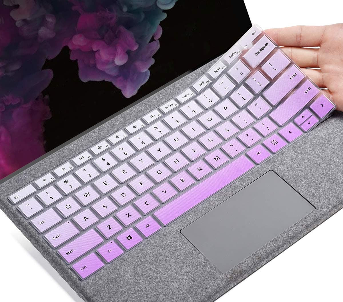 CaseBuy Keyboard Cover for 2022 New Microsoft Surface Pro 7 Plus /7+, 2021 2020 Surface Pro 7 / Surface Pro 6 2018 / Surface Pro 5 2017 / Surface Pro 4, Surface Pro Accessories, OmbrePurplePink