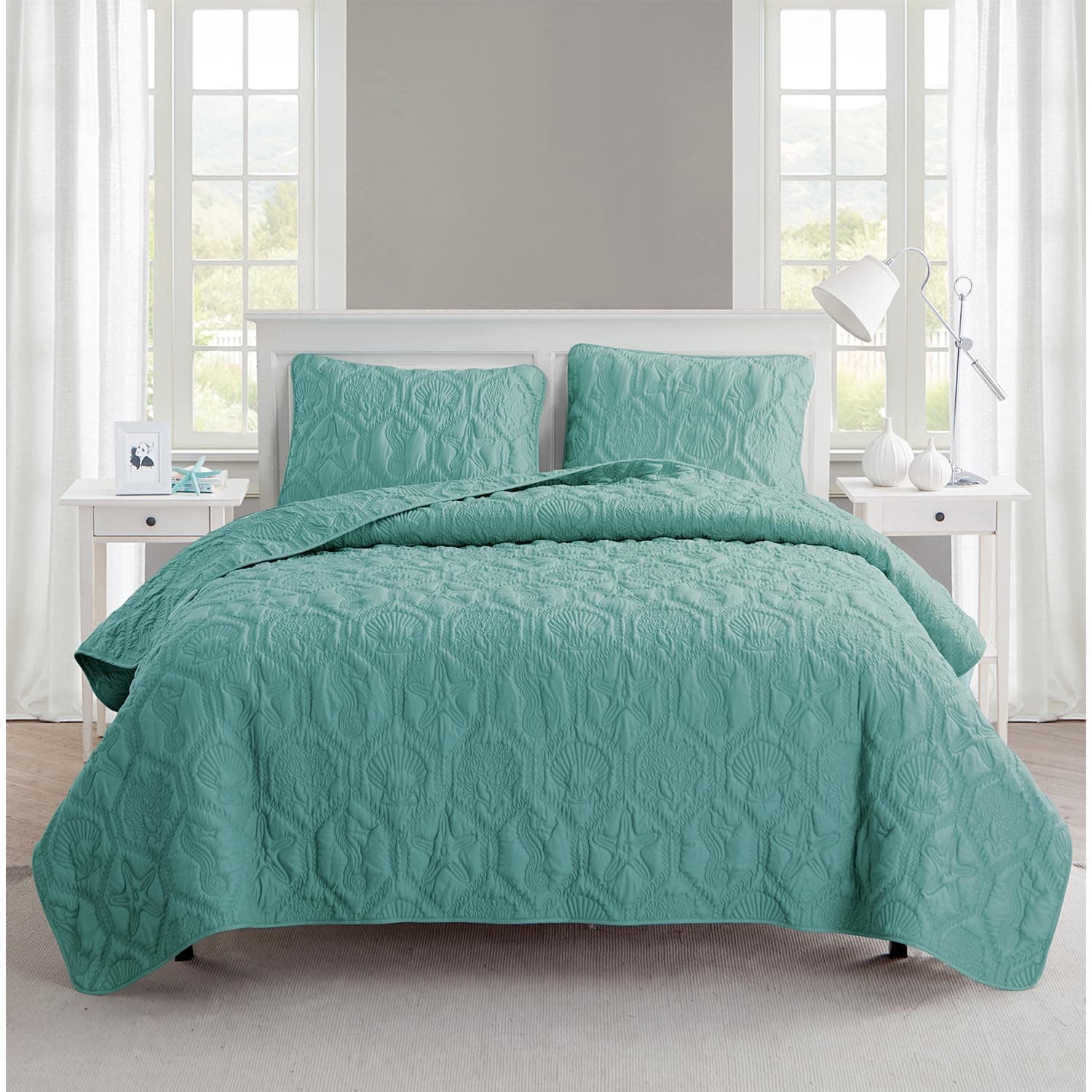 VCNY Home Shore Quilt Set Full/Queen Blue