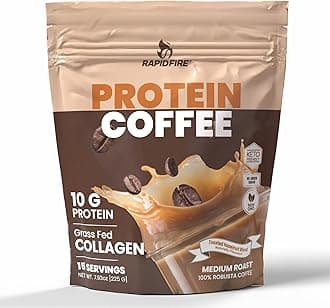 Protein Coffee, with 10g of Protein with Collagen, Promotes Muscle Growth, Supports Energy, Hot or Cold, Keto Friendly, 100% Robusta Coffee, 15 Servings, Hazelnut Flavor, Medium Roast