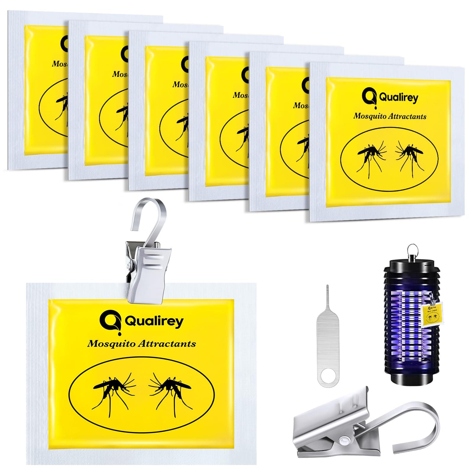 Qualirey 6 Pcs Mosquito Attractants for All Bug Zapper Bait Refill, Safe Yellow Lures Fly Bait Clip on Mosquito Trap Attractant Hang Bug Zapper Refill for Indoor Outdoor