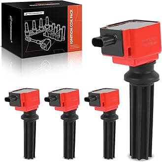 Ignition Coil Pack Compatible with Ford Explorer Focus 2.0L/2.3L 2012-2018, Fusion 2.0L Turbo/Hybrid 2013-2020 & Lincoln MKZ 2.0L Turbo 2013-2020 & Jaguar XF 2.0L 2013-2015 - Red, Set of 4