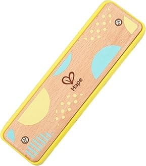 Hape Blues Harmonica | 10 Hole Wooden Musical Instrument Toy for Kids, Yellow (E8919)