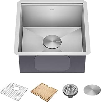 Kore 17-Inch Undermount Workstation 16 Gauge Single Bowl Stainless Steel Bar Kitchen Sink with Accessories, KWU111-17