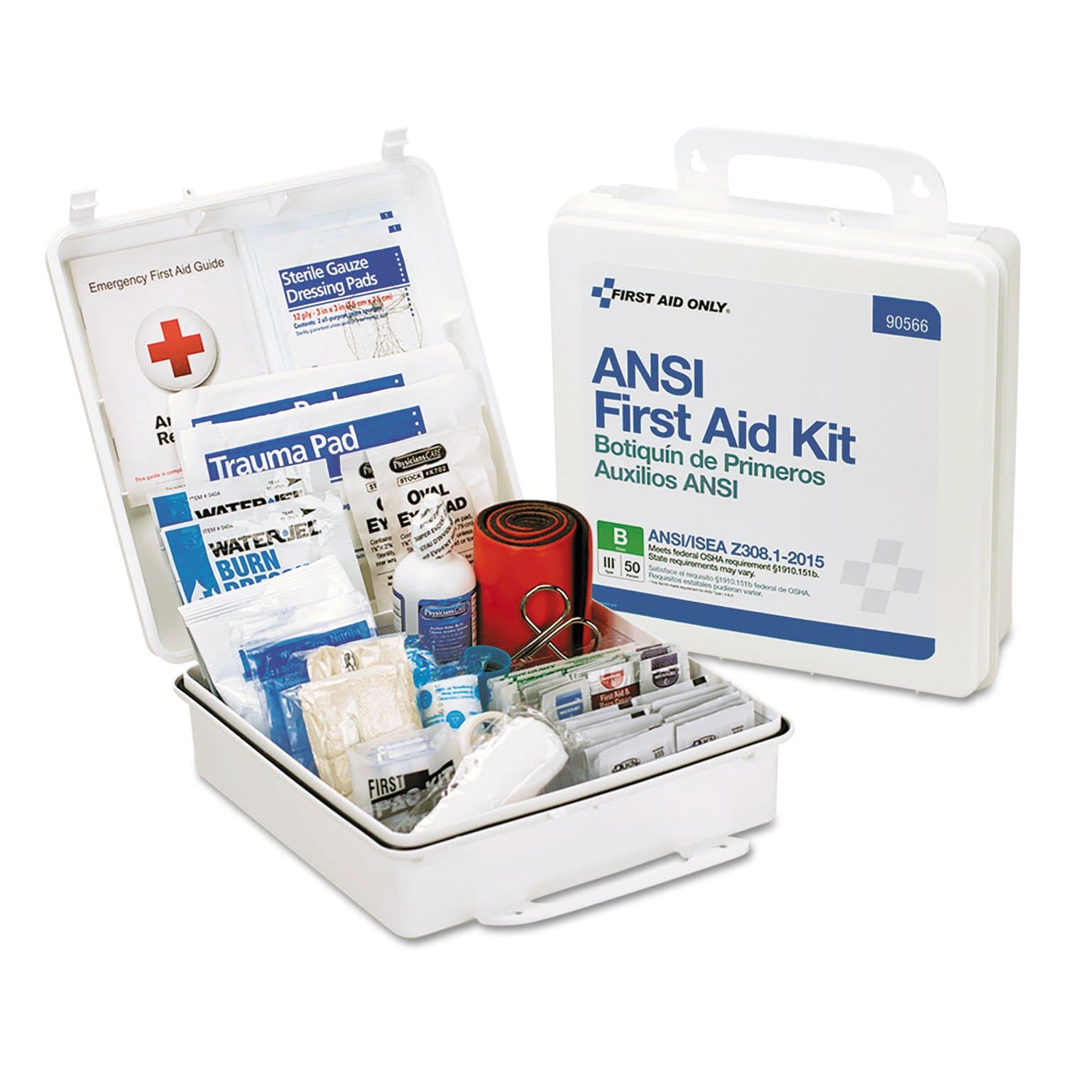 First Aid Only 90566 ANSI B 2015 and OSHA Compliant First Aid Kit, 50-Person Emergency First Aid Kit for Business, Home, Car, and Worksites, 199 Pieces