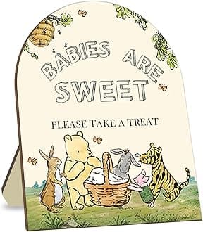 Classic Winnie The Pooh Baby Welcome Sign, Cute Animals Decor for Baby Shower & Birthday Party, 9 * 11IN