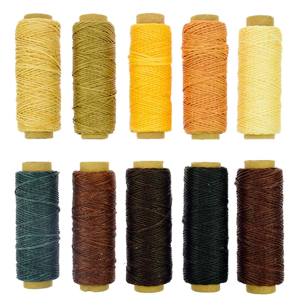 BIGTEDDY - 10 Colours 150D 1mm Hand Stitching Waxed Leather Thread Dreamcatcher DIY Supplies for Leathercraft Project Sewing Repair 50+ Yards Each Colour