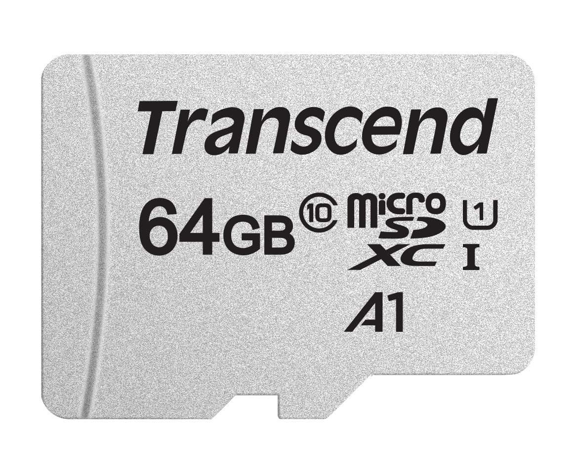 Transcend TS64GUSD300S-AE MicroSD Card, 64 GB, UHS-I U1 A1 Class 10, Data Recovery Software Provided (English Language Not Guaranteed), Confirmed Compatible with Nintendo Switch