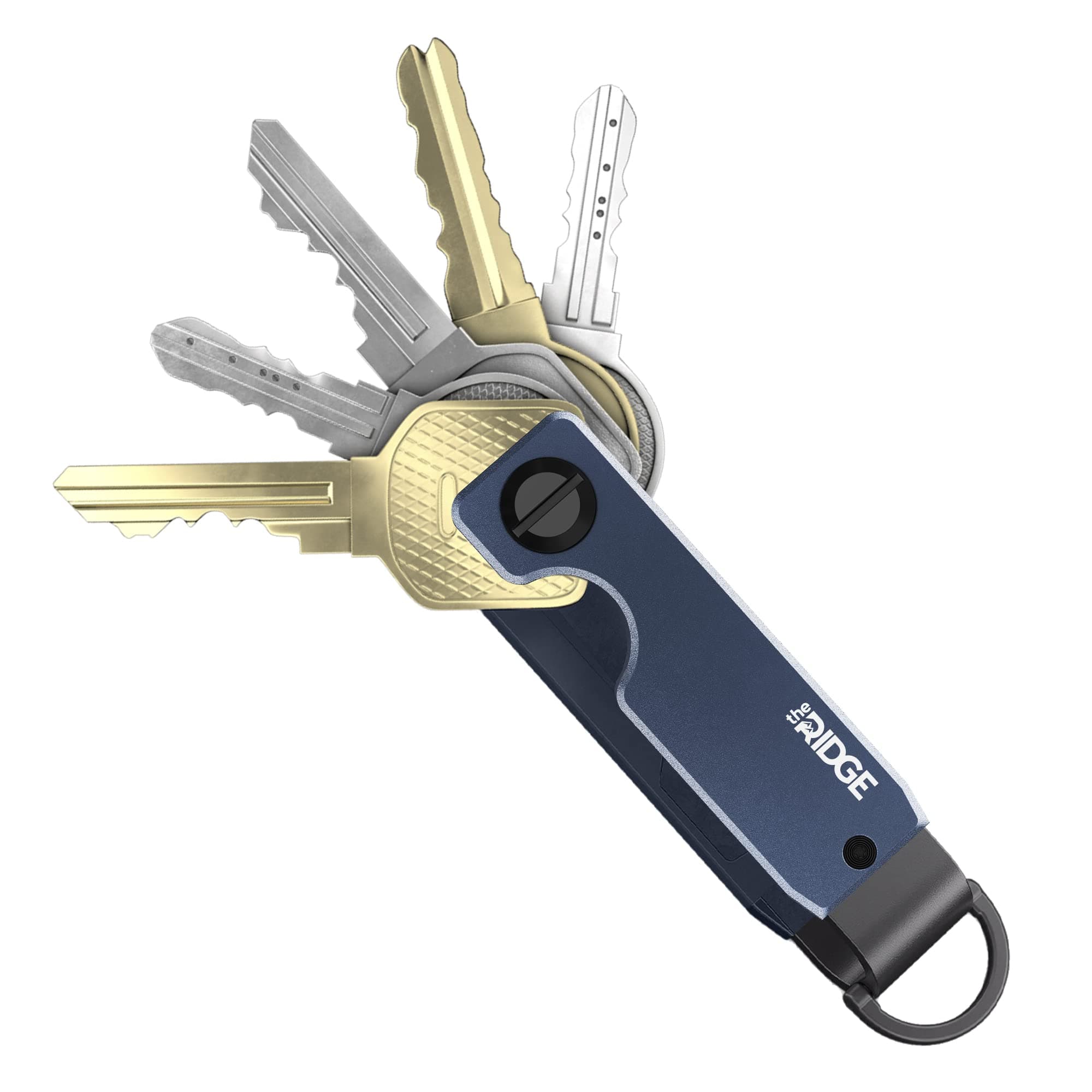 The Ridge Key Organizer - Compact Metallic Key Holder | Minimalist Innovative Keyholder | Smart Keychain Secures 2-6 Keys, Aluminium Navy