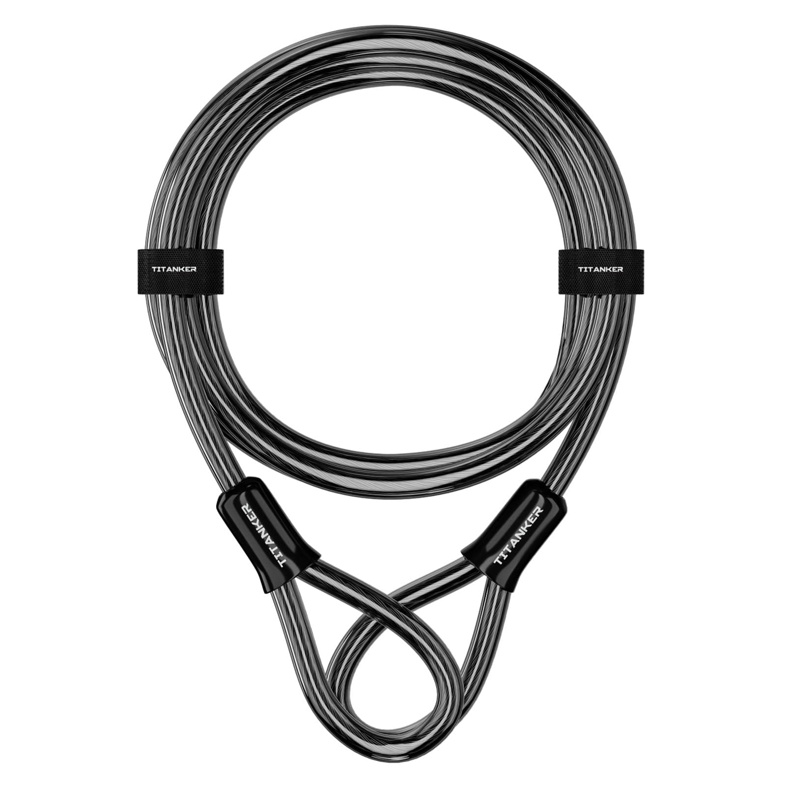 Bike Lock Cable,12mm Thick Security Cable with Loops Heavy Duty Steel Cable Vinyl Coated Bike Cable Lock Security Chain (4ft, 7ft, 15ft, 30ft)