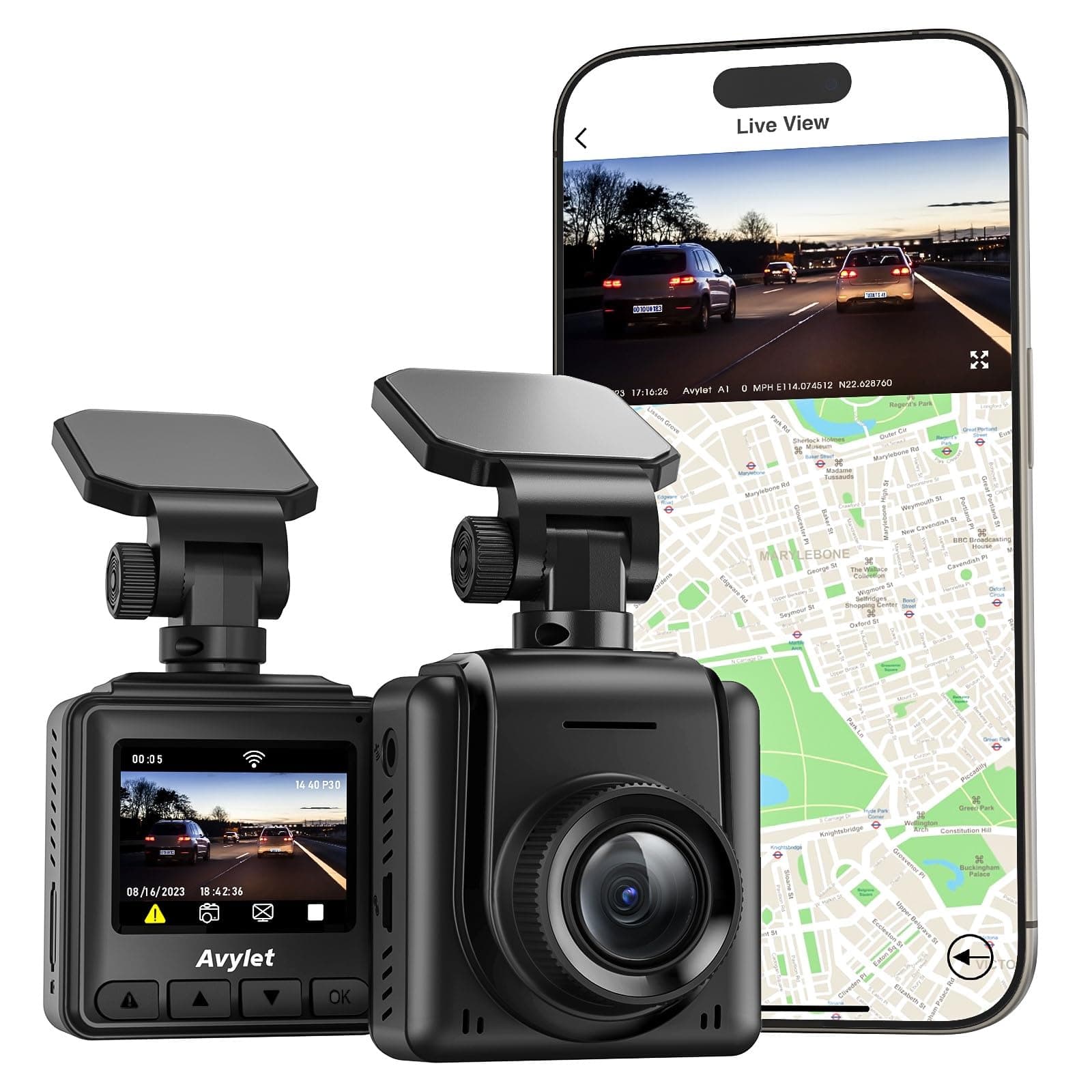 – Dash Cam 2K, 1440P WiFi Dashcams with APP, External GPS, 1.5'' IPS Screen, Front Dash Camera for Cars, Mini Car Camera, WDR Night Vision, 24H Parking Monitor, Loop Recording, G-Sensor
