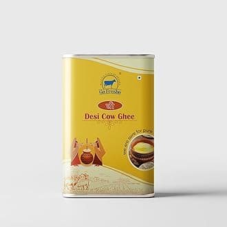 Go Fresho A2 Desi Cow Ghee | Vedic Bilona Method | Glass Jar | Pure, Natural & Healthy | Grass-Fed | Immunity Booster (GOFRESHO-Gir GHEE-5L)