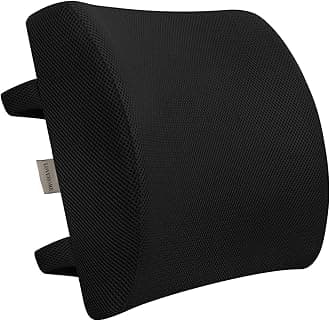 Memory Foam Lumbar Support Back Cushion With 3D Mesh Cover Balanced Firmness Designed for Lower Back Pain Relief- Ideal Back Pillow for Computer/Office Chair, Car Seat, Recliner etc. - Black