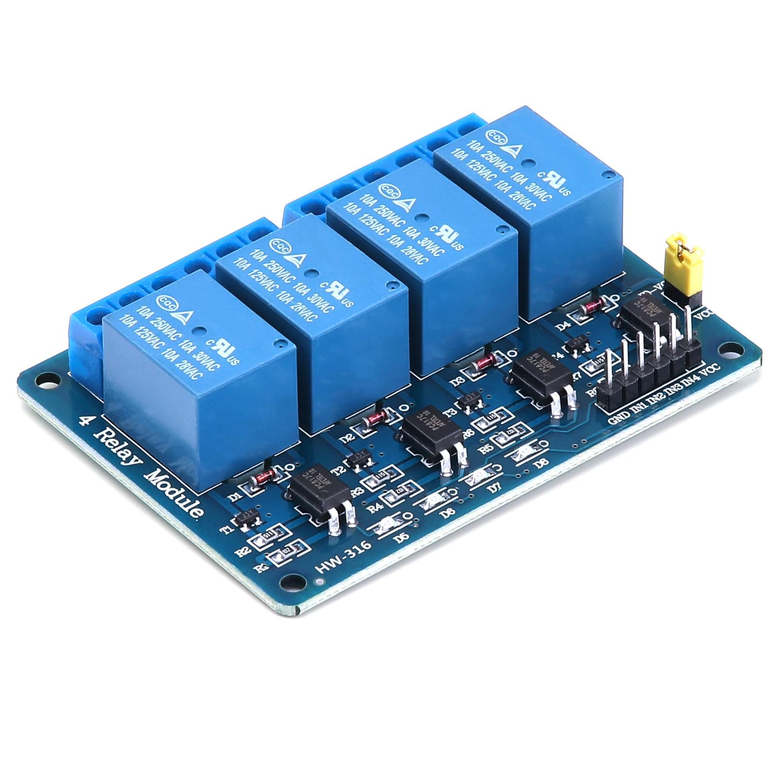 Relay 5V 4 Channel, DC 5V 230V Relay Shield Module Control Board with Optocoupler for Raspberry Pi Arduino PIC AVR MCU DSP ARM TTL Logic (4 Channel)