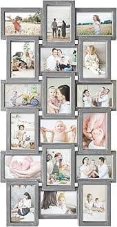 4x6 Picture Frame Collage With 18 Openings for Wall - Large Photo Frame Collage Wall Decor for Living Room Bedroom - Elegant Grey