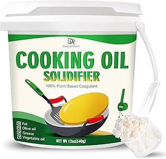 Cooking Oil Solidifier Powder 12oz - Solidifies Up to 2.5 Gallons (34 Cups) of Used Fry Oil, 100% Plant-Based Grease Hardener for Easy Kitchen Disposal, Oil Solidifying Solution