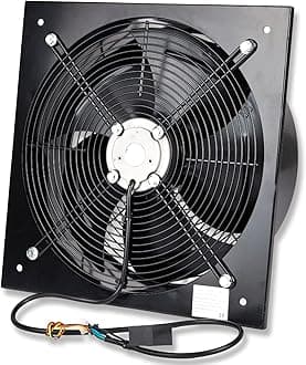 Industrial Extractor Axial Exhaust Ventilation Commercial Air Blower Fan 250mm / 10" (4 Pole) 2552m3/h Black (Heavy Duty Metal Without Speed Control Regulator)