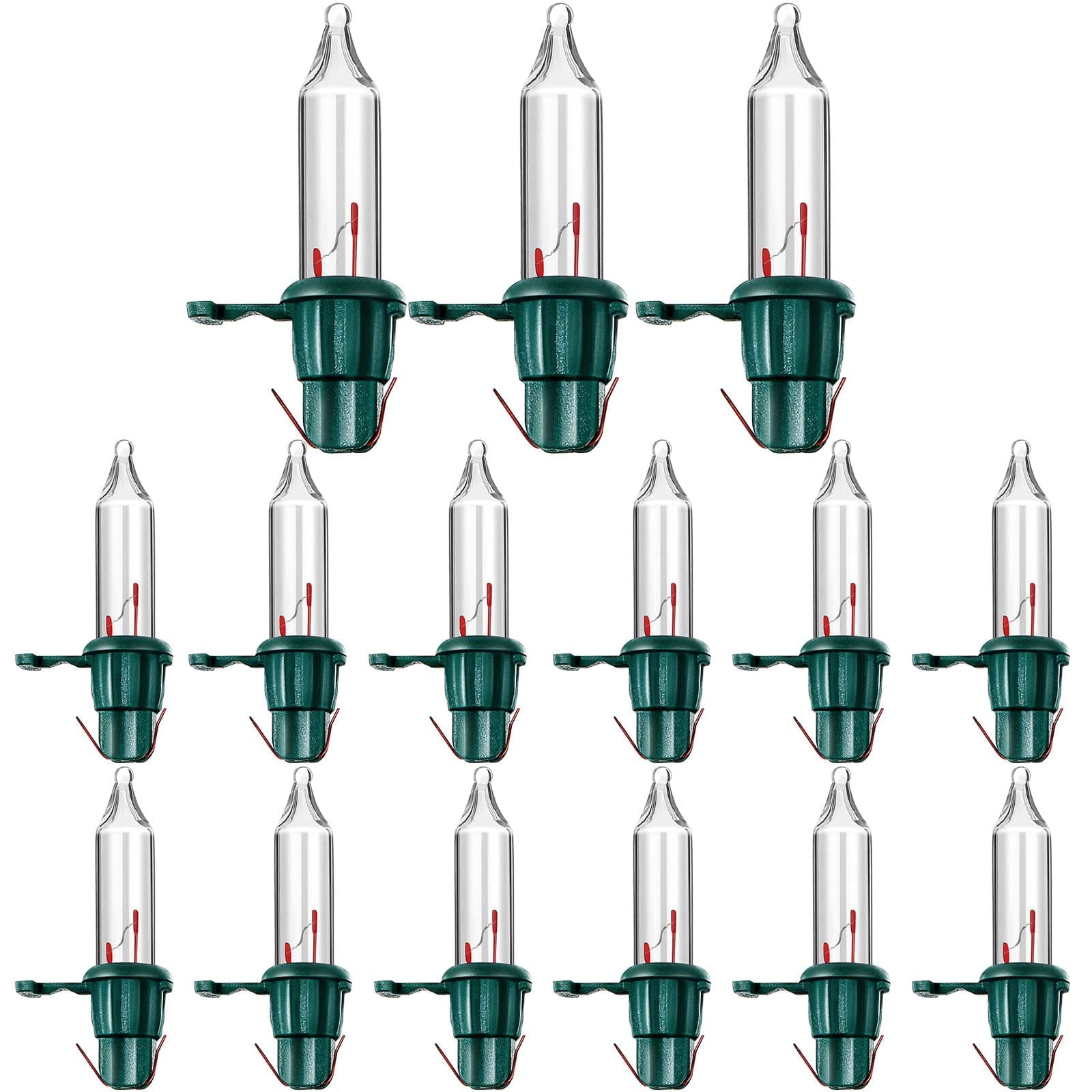 500 Pieces Christmas Replacement Bulbs Christmas Mini Light Bulbs 2.5 V 0.425 Watt 0.17 Ampere Replacement for String Lights Outdoor Decorations Supplies(Green Base, Warm White)