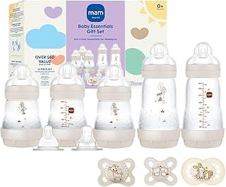 Easy Start Anti-Colic Baby Bottle & Pacifier Set, 5 Self Sterilizing Bottles (3X 5oz, 2X 9oz) & 3 Original Pacifiers 0–16 Months + Extra Nipples, Newborn Feeding Gift Set