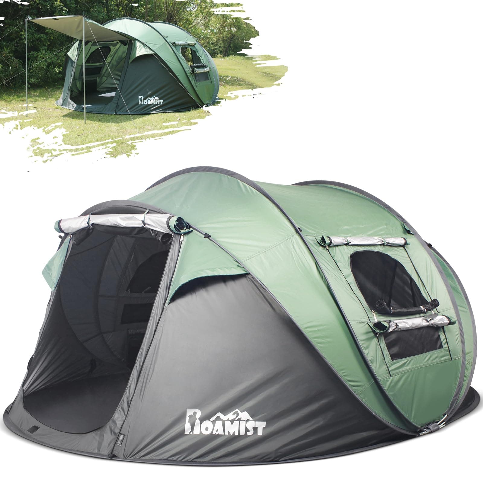 Tents for Camping, 2/3/4 Person Easy Pop Up Tents for Camping, Waterproof Windproof Automatic Setup Camping Tent with Extra Storage, 2 Doors Instant Family Tents for Hiking & Traveling