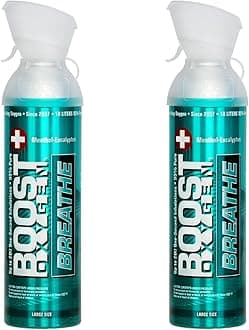 Boost Oxygen Portable Oxygen Cylinder with 95% Oxygen - 18L, 2x9L Oxygen Canister with Oxygen Mask for More Than 300 Inhalations - Portable Oxygen Can, Oxygen for Home use (Menthol-Eucalyptus Flavour)