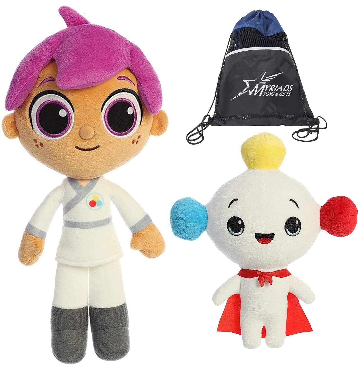 9" Plush Rainbow King and 11" Zee Set from True and The Rainbow Kingdom, with Myriads Drawstring Bag
