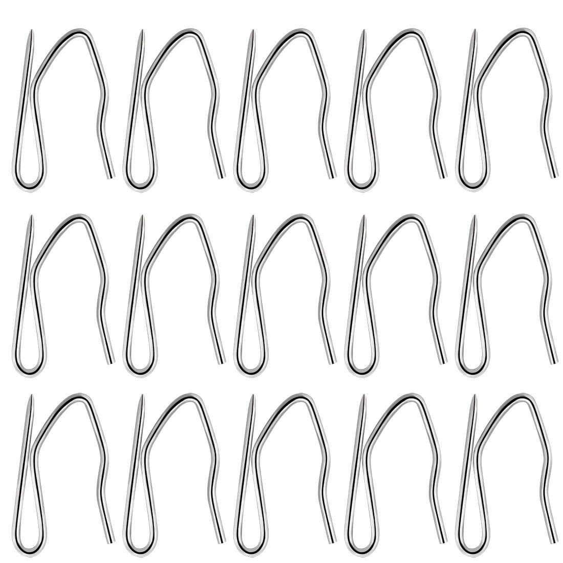 Nydotd 58 Pcs Metal Curtain Hooks Silver Rustproof Stainless Steel Plated Nickel Hooks Heavy-Duty Offset Pin-On Drapery Hooks for Window Curtain Door Curtain and Shower Curtain(1.2" x 1")