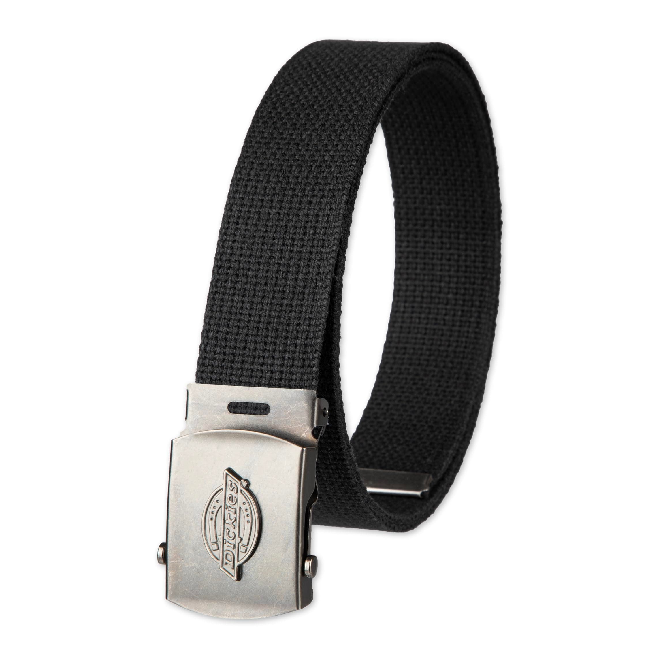 mens Fabric Web Plaque Logo Buckle Belt - One Size Cut-to-fit- Fits Up to Size 42" Waist