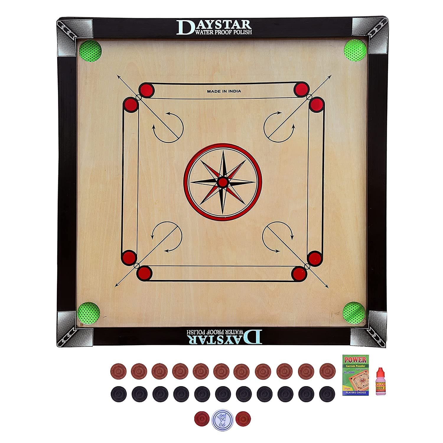 DSB Superior Finish Full Size Carrom Board with Coins Striker and Boric Powder, Beige (Large 26 inch) for 2 years or above