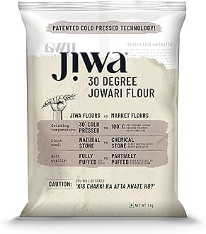 Jiwa 30 Degree Jowari Flour / Atta | Patented Cold Pressed Flour | Slow Ground | Puffed Soft Rotis | Sorghum Millet Flour | Jonna Atta | Gluten Free | 1 Kg