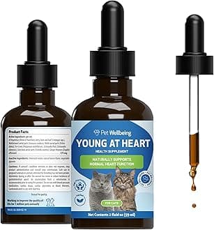 Young at Heart for Cats - Senior Feline Heart Health Support, Cardiovascular Wellness with Hawthorn & Motherwort - NASC Certified & Vet-Formulated - 2 oz Liquid Formula
