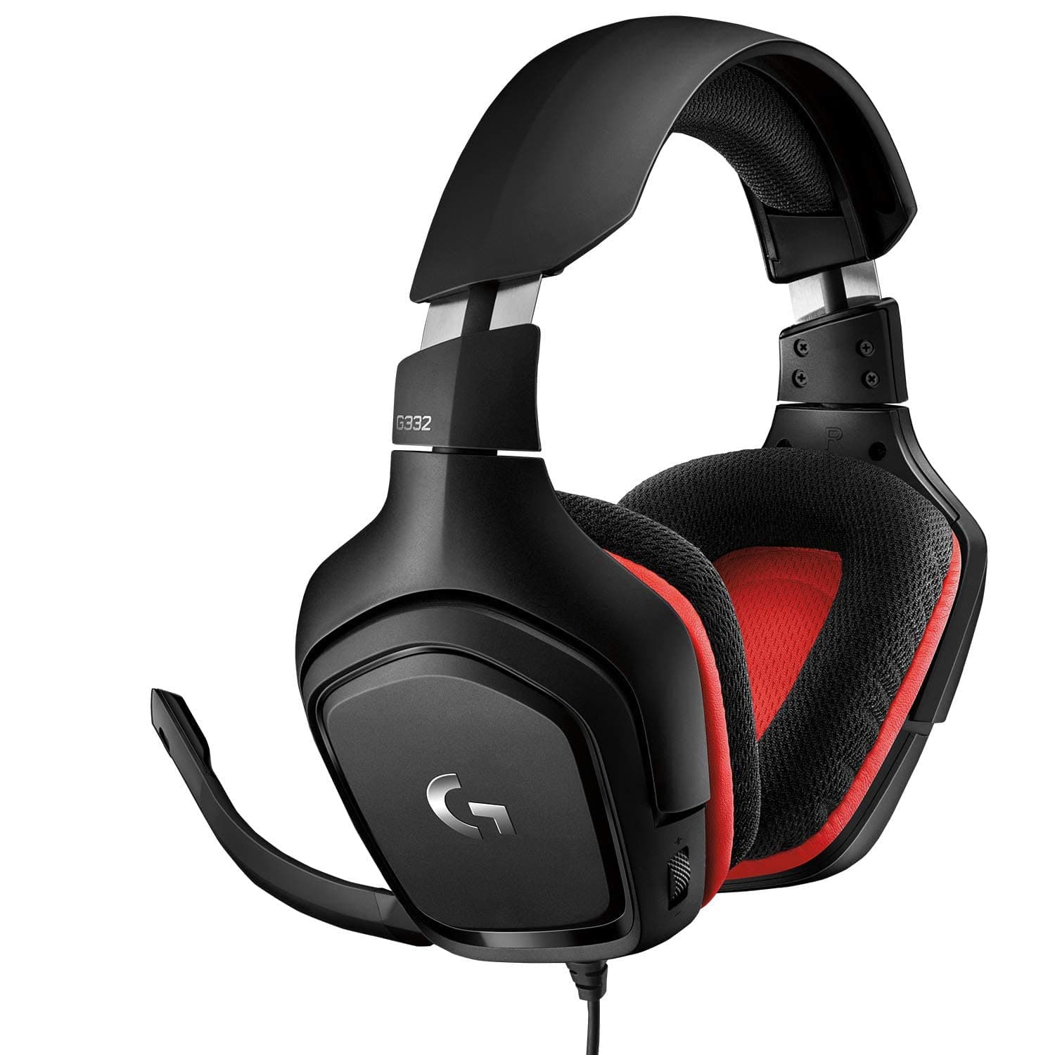 Logitech G332 Wired Gaming Headset, Stereo Audio, 50 mm Audio Drivers, 3.5 mm Audio Jack, Flip-To-Mute Mic, Rotating Ear Cups, Lightweight, Pc/Mac/Xbox One/Ps4/Nintendo Switch - Black/Red