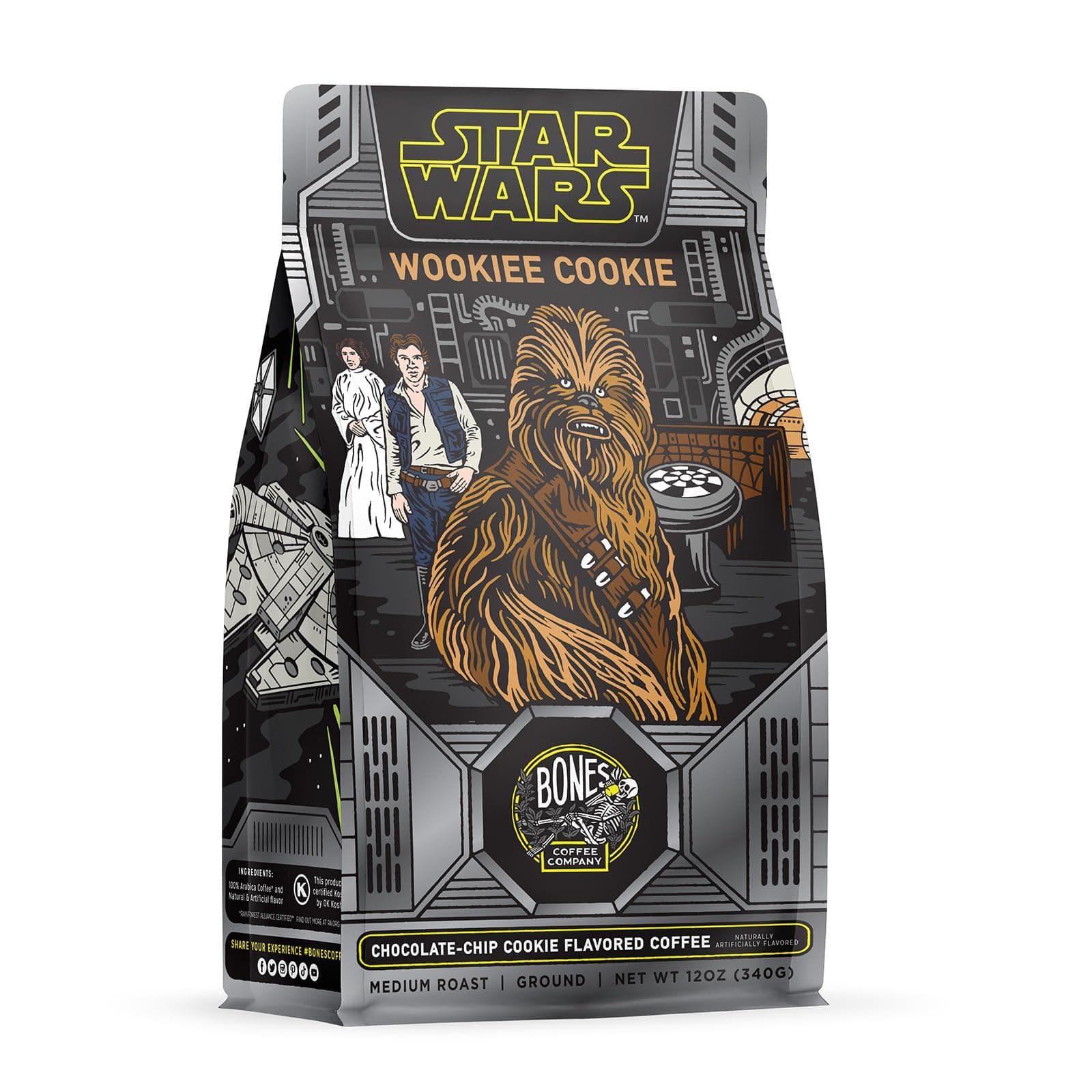 Star Wars Wookiee Cookie Chocolate Chip Cookie Flavored Coffee, Medium Roast Low Acid Arabica Beans Compatible with Auto drip and French Press Coffee Maker, 12 Oz Ground