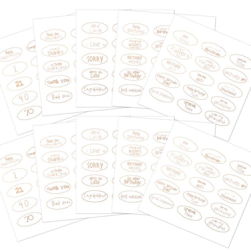 Craftwork Cards Limited Craftwork Cards Ovals Sentiments Multipack-Rose Gold, Paper/cardstock, White, 16.2 x 16 x 3 cm