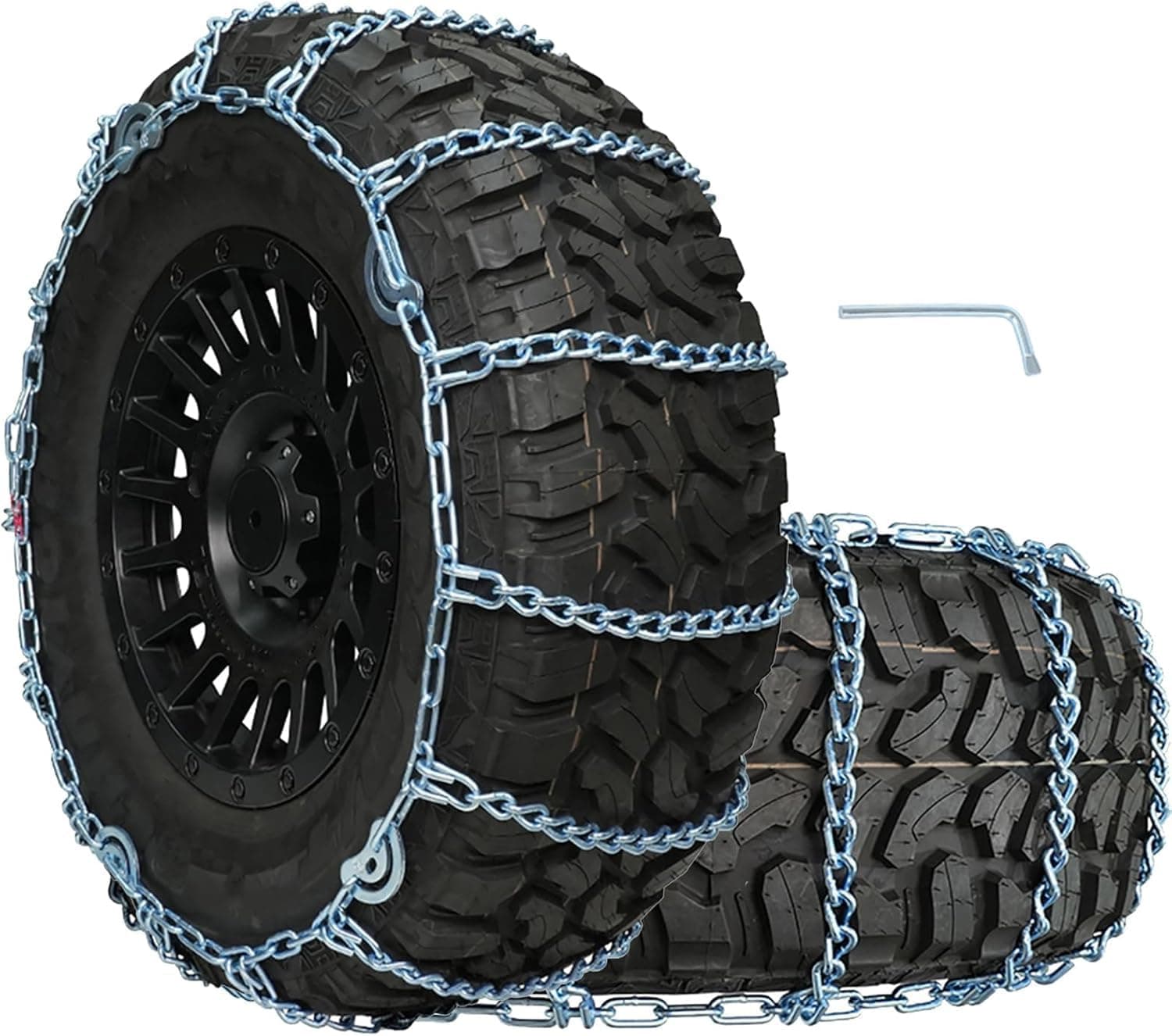 SCITOO QG2228CAM Snow Chains For Car,Universal Automatic Adjustable Tire Chains,Emergency Anti-Skid Thickening Snow Chains,Tire Width 225 235 245 255 265 275 285 295(15" 16" 17" 18" 19" 20")- Set of 2