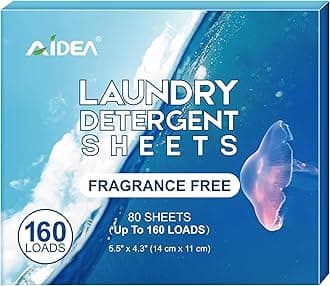 AIDEA Laundry Detergent Sheets, Unscented-(160 Loads) 80 Sheets, Laundry Soap, Washer Detergent, Liquid-Free Dryer Sheet for Travel, Home Washing