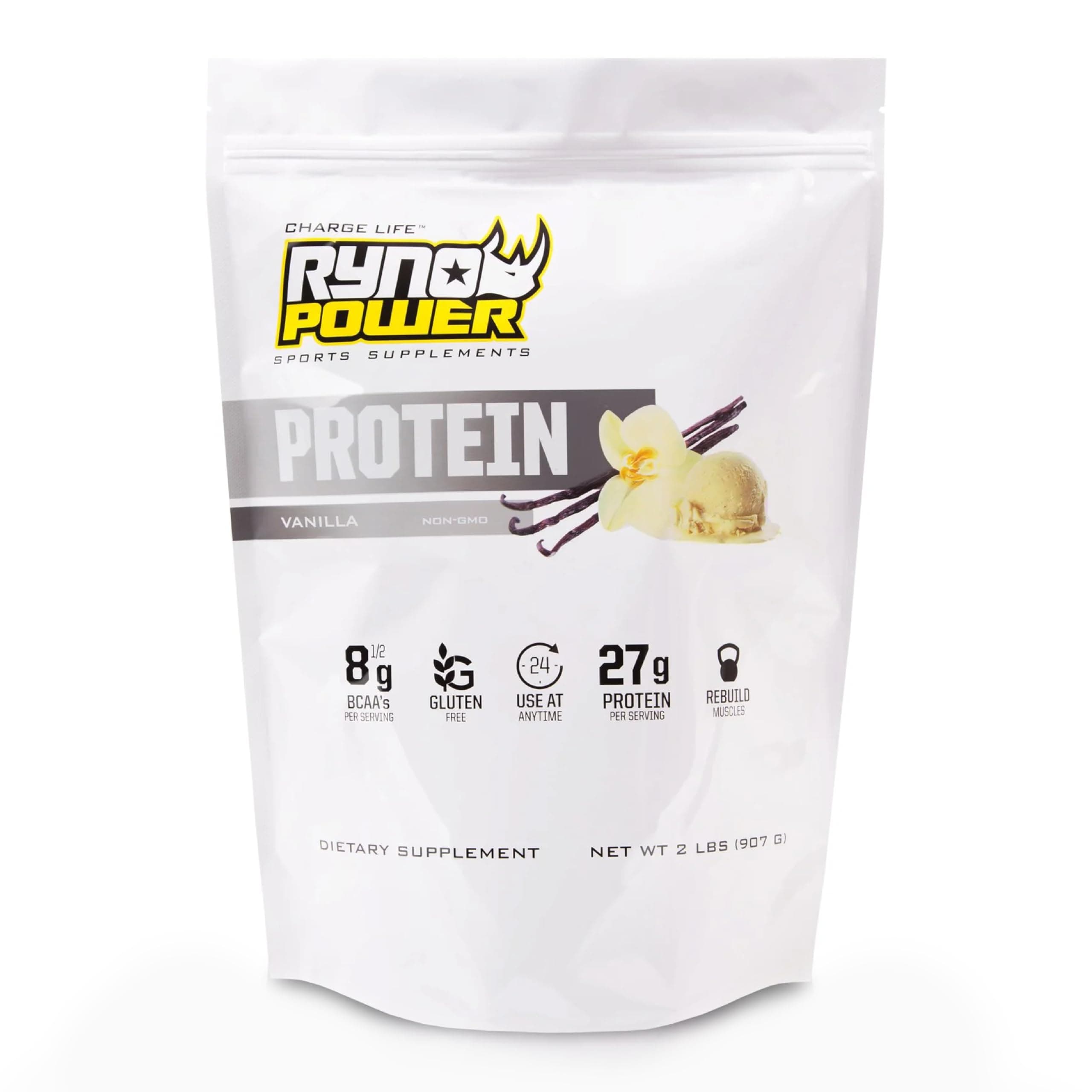 All Natural Whey Protein 2lb (20 Servings) 'Vanilla' - 100% Whey Protein Blend & No Fillers - Non GMO