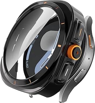 [2 Pcs] Samsung Galaxy Watch 7 40mm Case with Tempered Glass Screen Protector, Full Edge All Around Anti-Scratch Frame Cover,Transforms From Galaxy Watch 7 to Watch 7 Ultra Apperarance(2 Black)