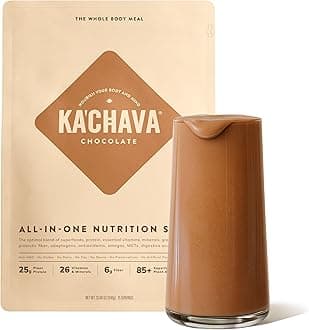 Ka’Chava Whole Body Meal Shake Chocolate 2 lb – Vegan Protein Powder with 85+ Superfoods & Greens – Plant-Based Meal Replacement with Probiotics & Digestive Enzymes – Gluten & Dairy Free (15 Servings)