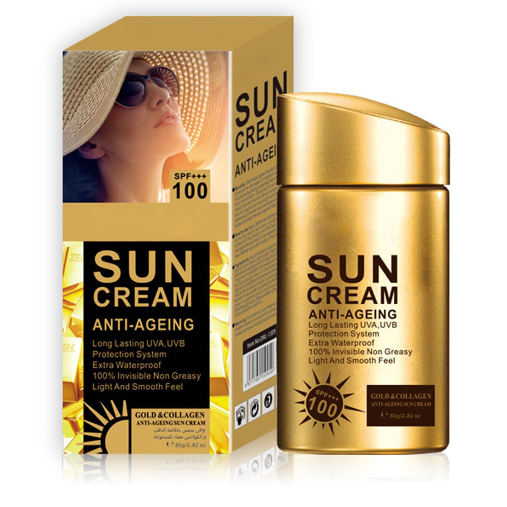 Anti Aging Sunscreen SPF 100 for Face and Body, Sun Screen Protector Walerproof, Non Greasy, Light and Smooth Feel Sunscreen Lotion Moisture Sun Cream, Beach Essentials for Women (SPF 100)
