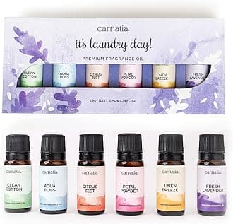 ​Carnatia Laundry Day Fragrance Oil Set – 6 Fresh & Clean Scents for Laundry, Linens & Home | Aromatherapy Oils for Dryer Balls, Diffusers & Room Freshening