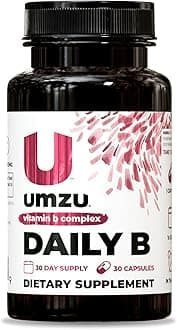 UMZU Daily B - Complete B Vitamin Complex to Support Energy, Cognition, Focus, and Well Being, B1, B2, B3, B5, B6, B7, B9, B12-30 Capsules - 30 Servings