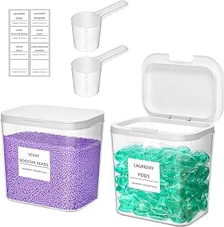 Lifewit Laundry Pods Container with Pop-up Lid, Laundry Room Organization, Dryer Sheet Holder for Washing Powder Scent Booster Beads, 2700 ml/0.72gal,2 Pcs