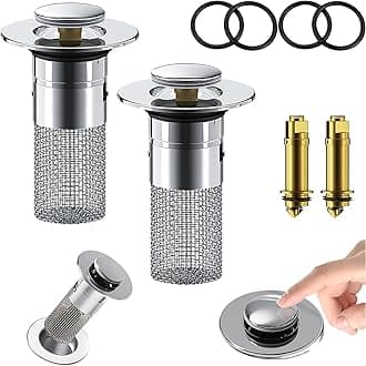 2 Pack Bathroom Sink Drain Strainer 2024 Bathroom Sink Stopper Pop Up Sink Drain Filter with Removable Stainless Steel Filter Basket Hair Catcher for Us Bathroom Sink Stopper Replacement