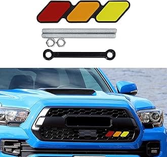 Tri-Color Grille Decor Badge, TRD Upgrade Grille Emblem, Grille Insert Trims Logo Sticker, 3-Color Car Decoration Accessories Car Truck Label for Tacoma 4Runner Tundra Sequoia Rav4 Highlander