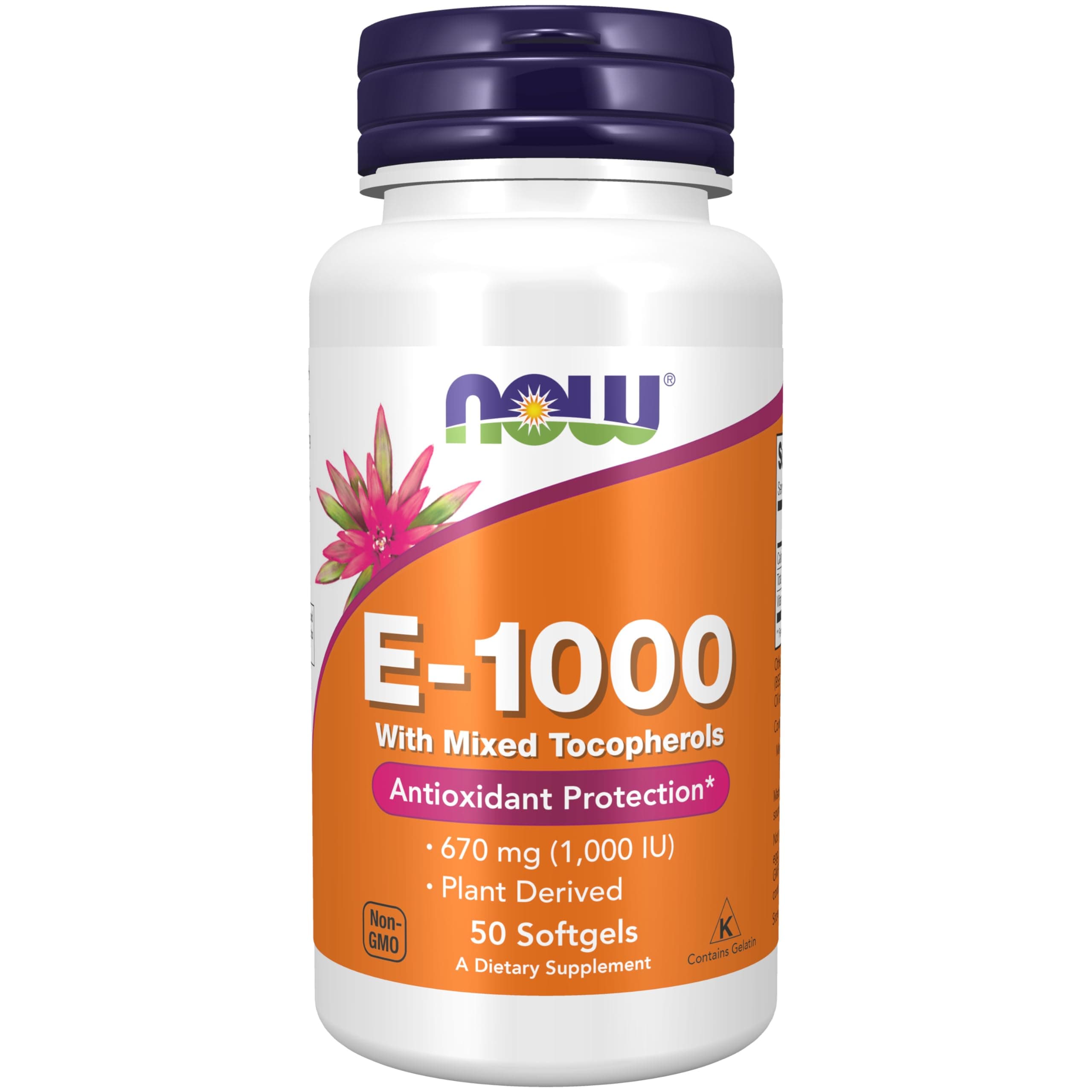 – NOW Supplements, Vitamin E-1,000 IU Mixed Tocopherols, Antioxidant Protection*, 50 Softgels