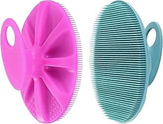 INNERNEED Food-Grade Soft Silicone Body Cleansing Brush Shower Scrubber, Gentle Exfoliating and Massage for All Kinds of Skin (Purple+Dark Green)