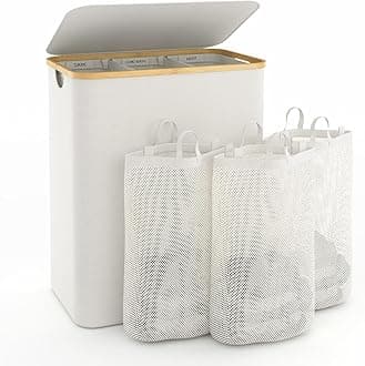 Beige laundry basket with lid